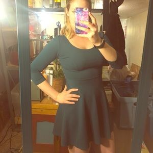 Evergreen Skater Dress with Criss Cross Detail